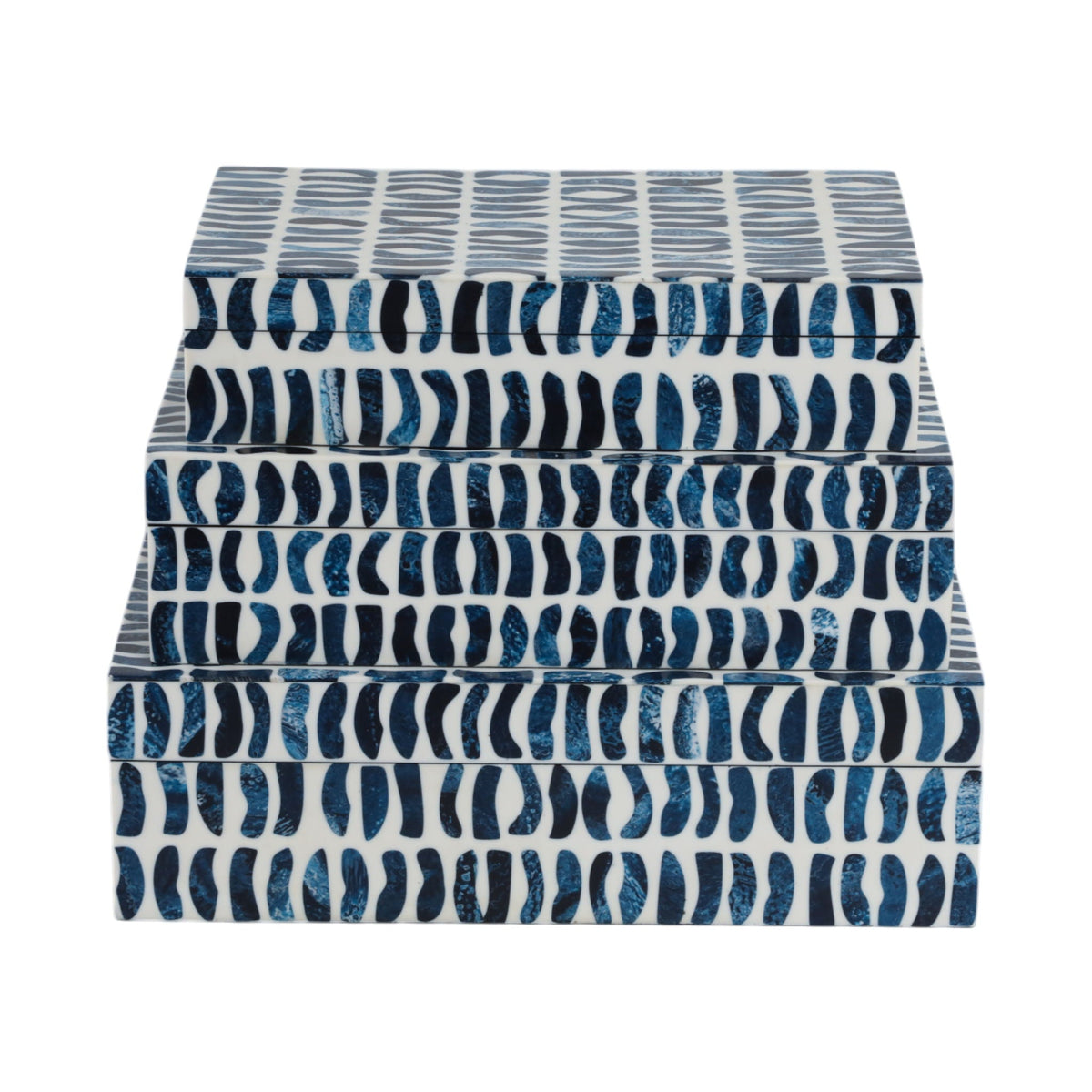 10" / 11" / 12" Boxes With Inlay Pieces (Set of 3) - Blue / White