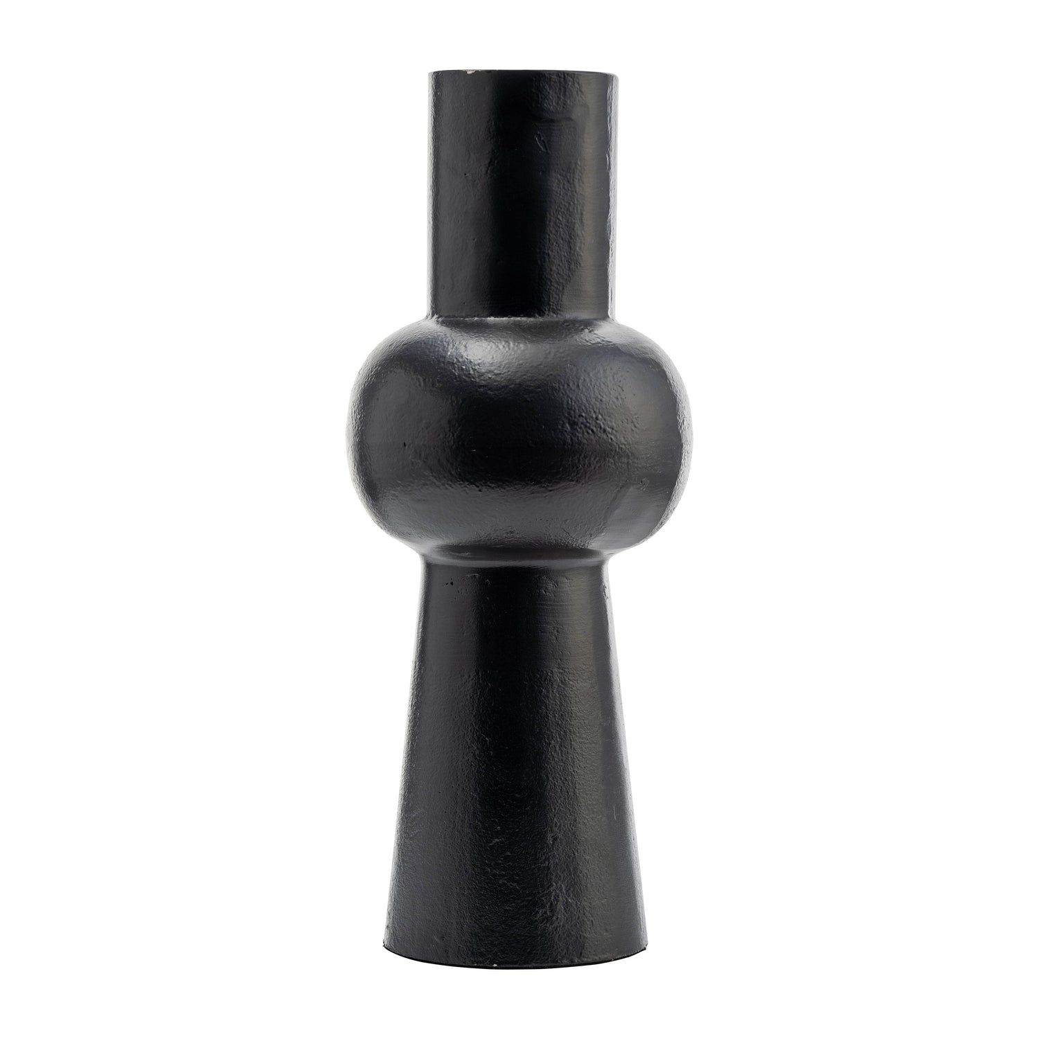 Metal Mid Ellipsoid Vase 15" - Black