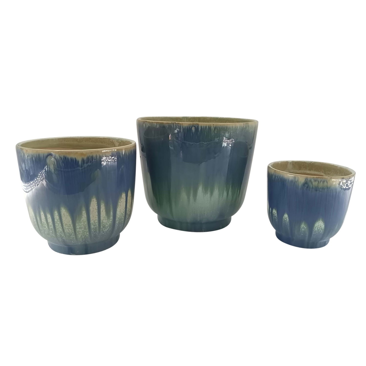 6" / 8" / 10" Reactive Finish Planters (Set of 3) - Light Blue