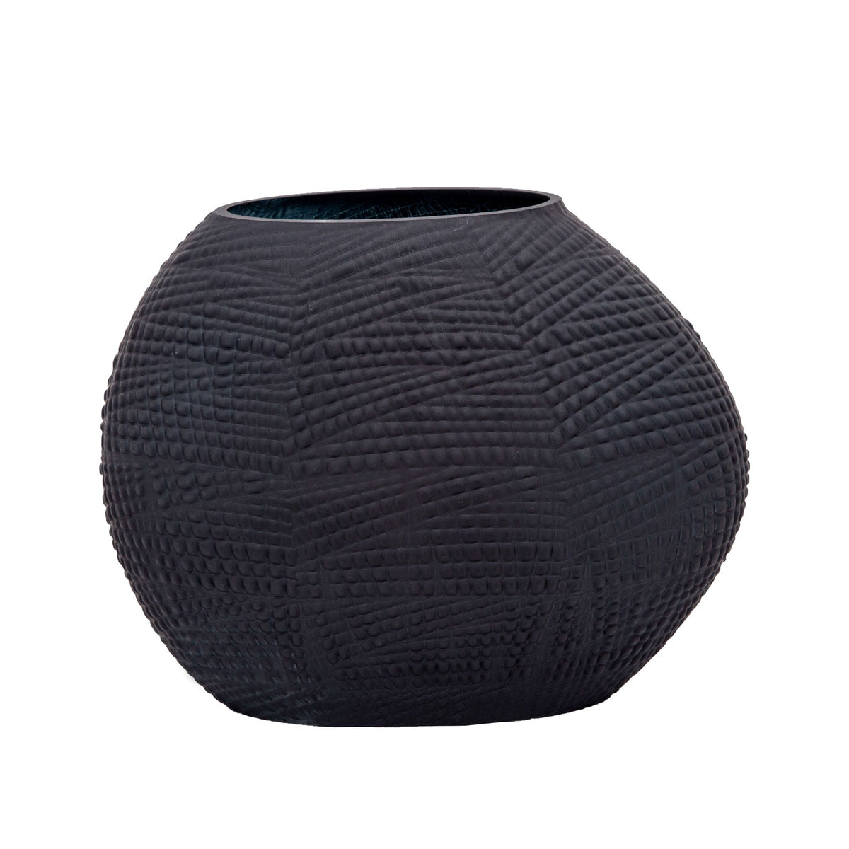 Glass Textured Vase 8" - Black