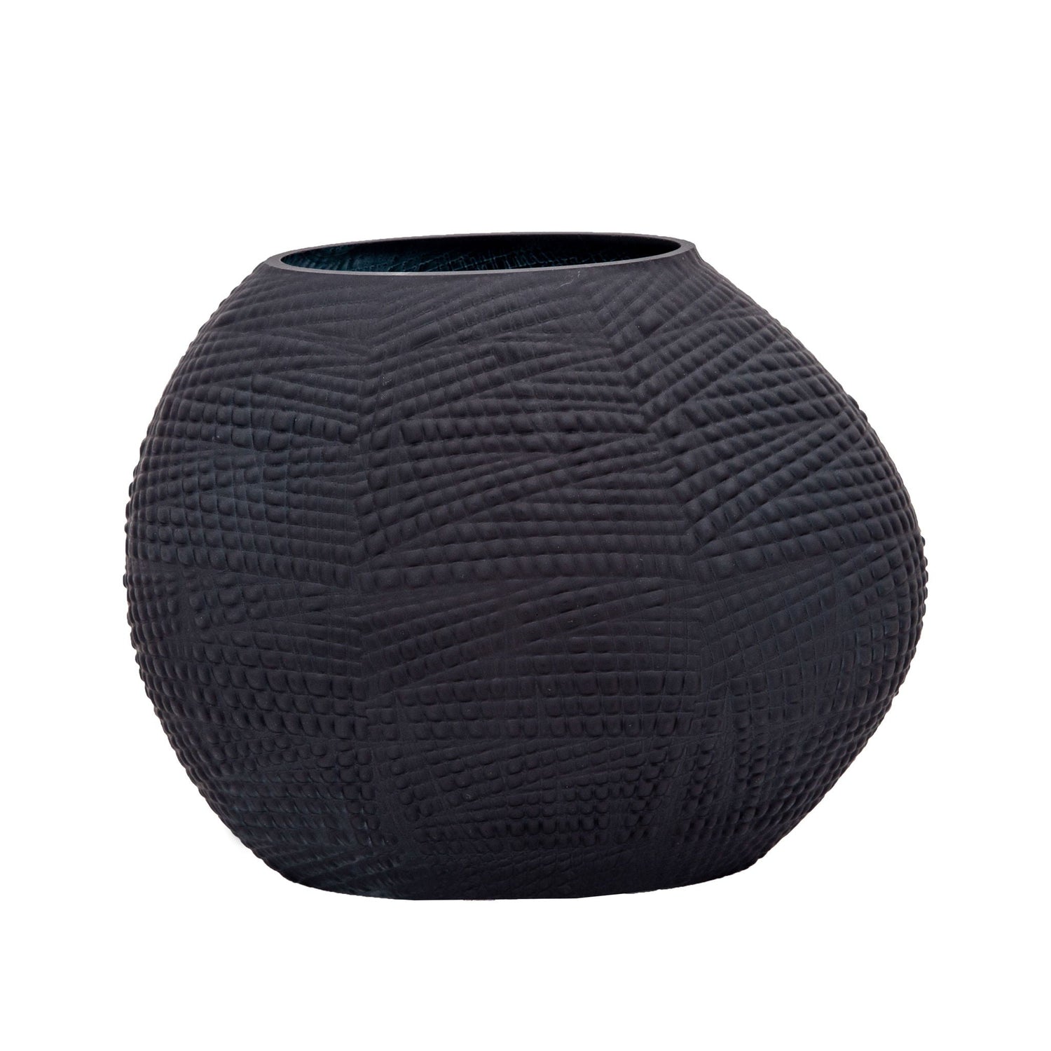 Glass Textured Vase 8" - Black