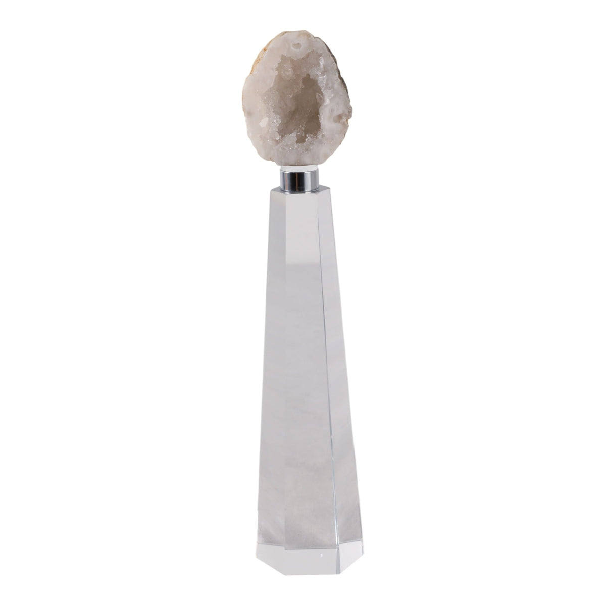 11" x 2" Agate On Crystal Base - White / Clear