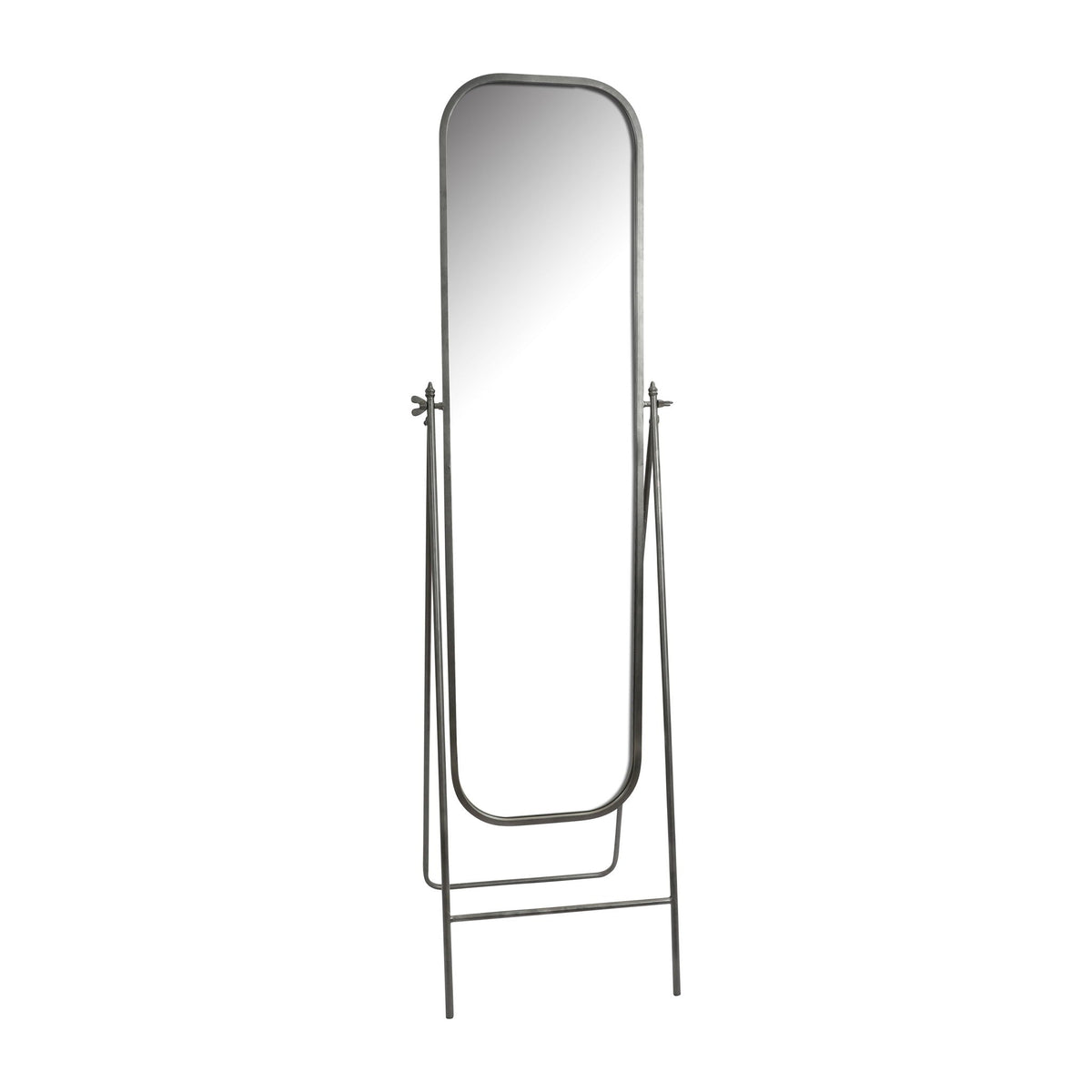 Metal 21X69 Floor Mirror On Stand - Black