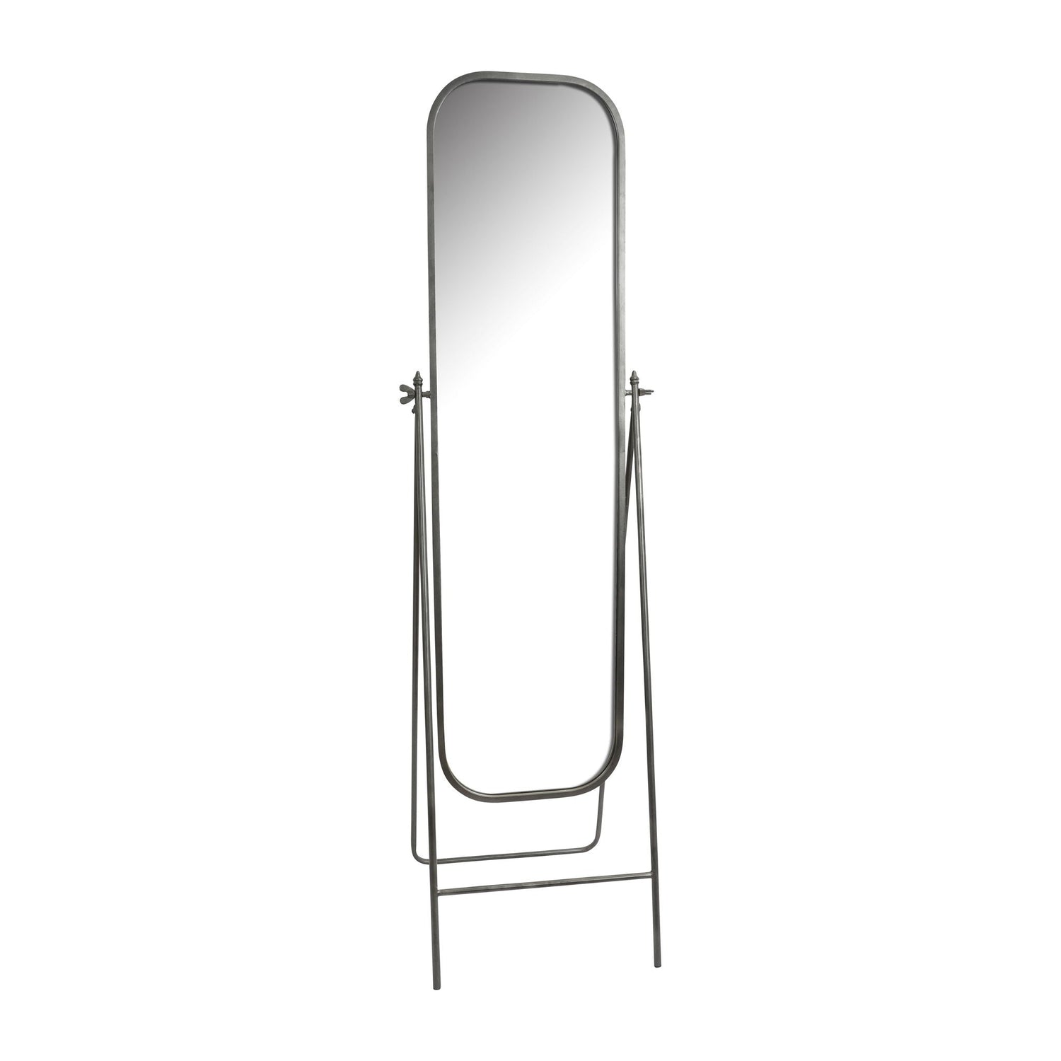 Metal 21X69 Floor Mirror On Stand - Black