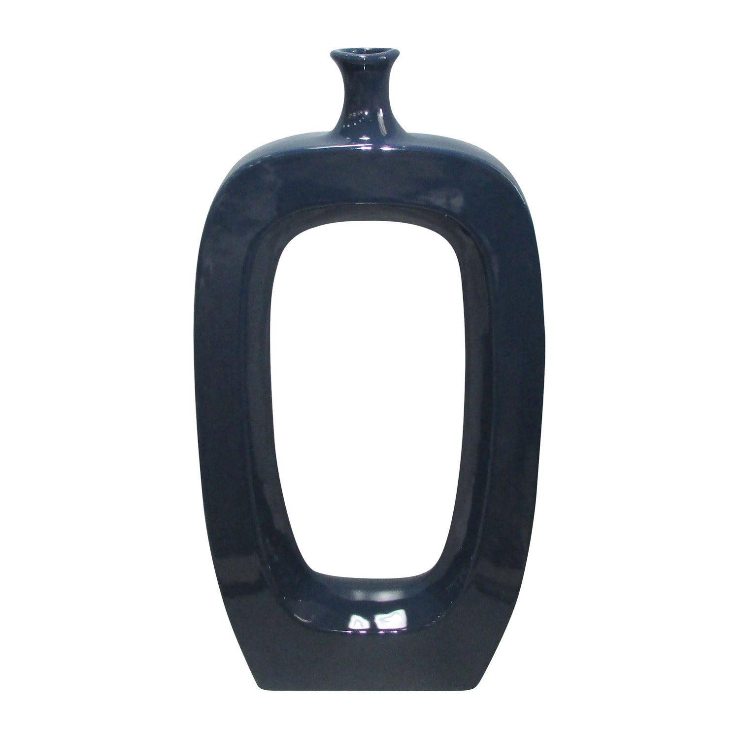 Ceramic 24" Vase With Cutout - Navy Blue