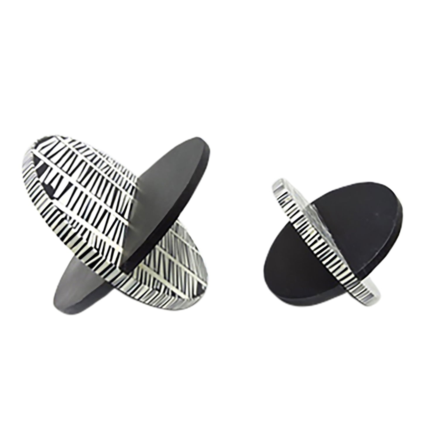 7 / 10" Gobiel Resin Orbs (Set of 2) - Black / White