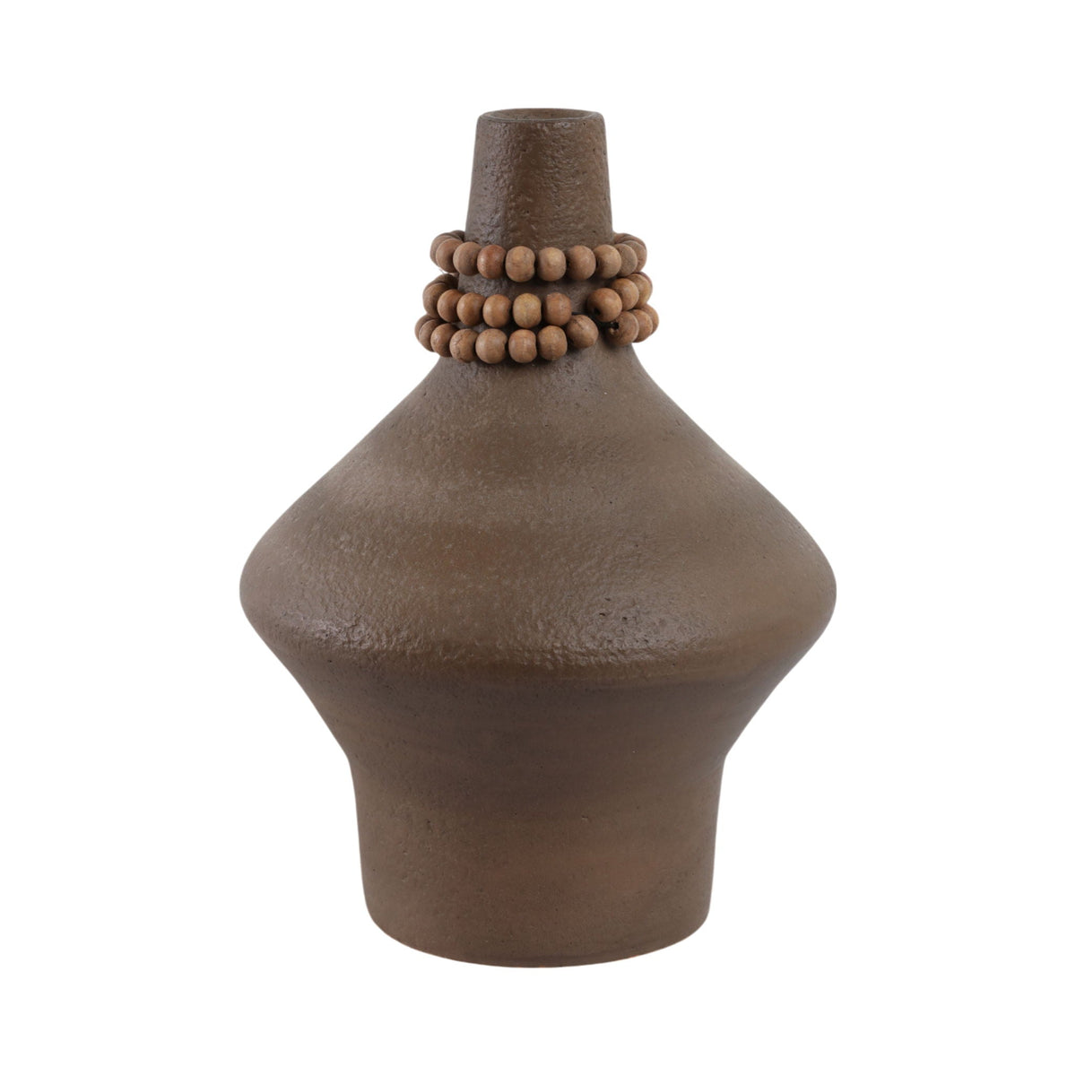 Tutwell Small Vase With Wood Beads - Brown