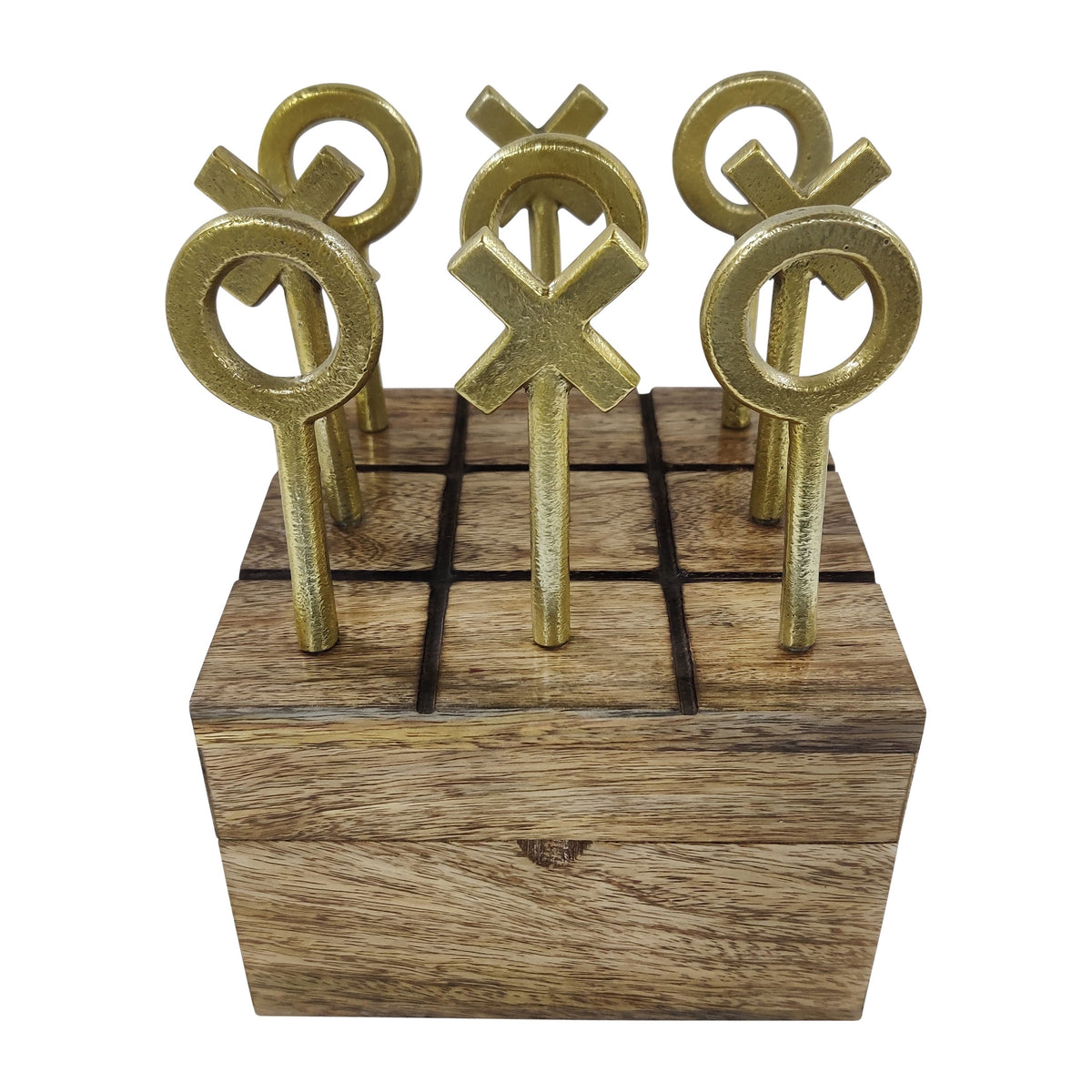 Wood 6" Tic Tac Toe - Brown / Gold