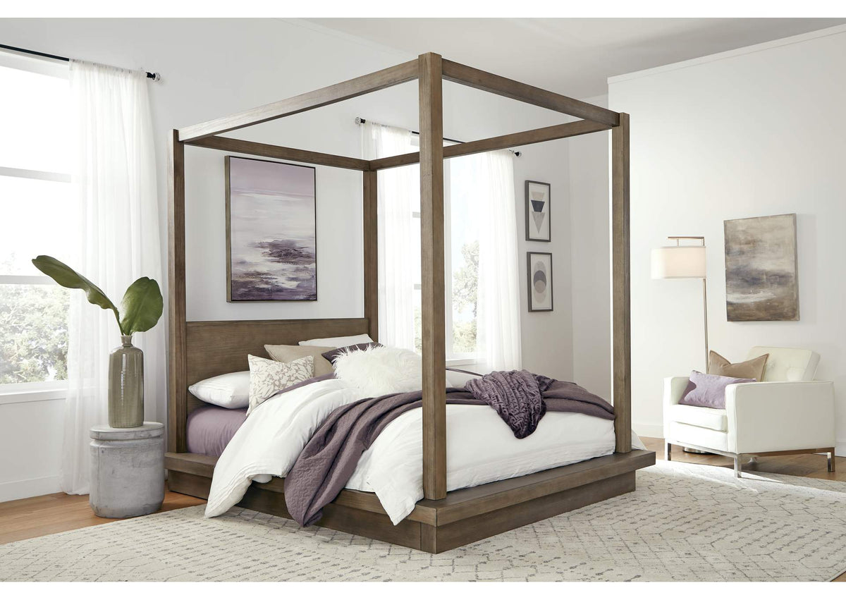 8D64F5 Melbourne Wood Canopy Bed In Dark Pine