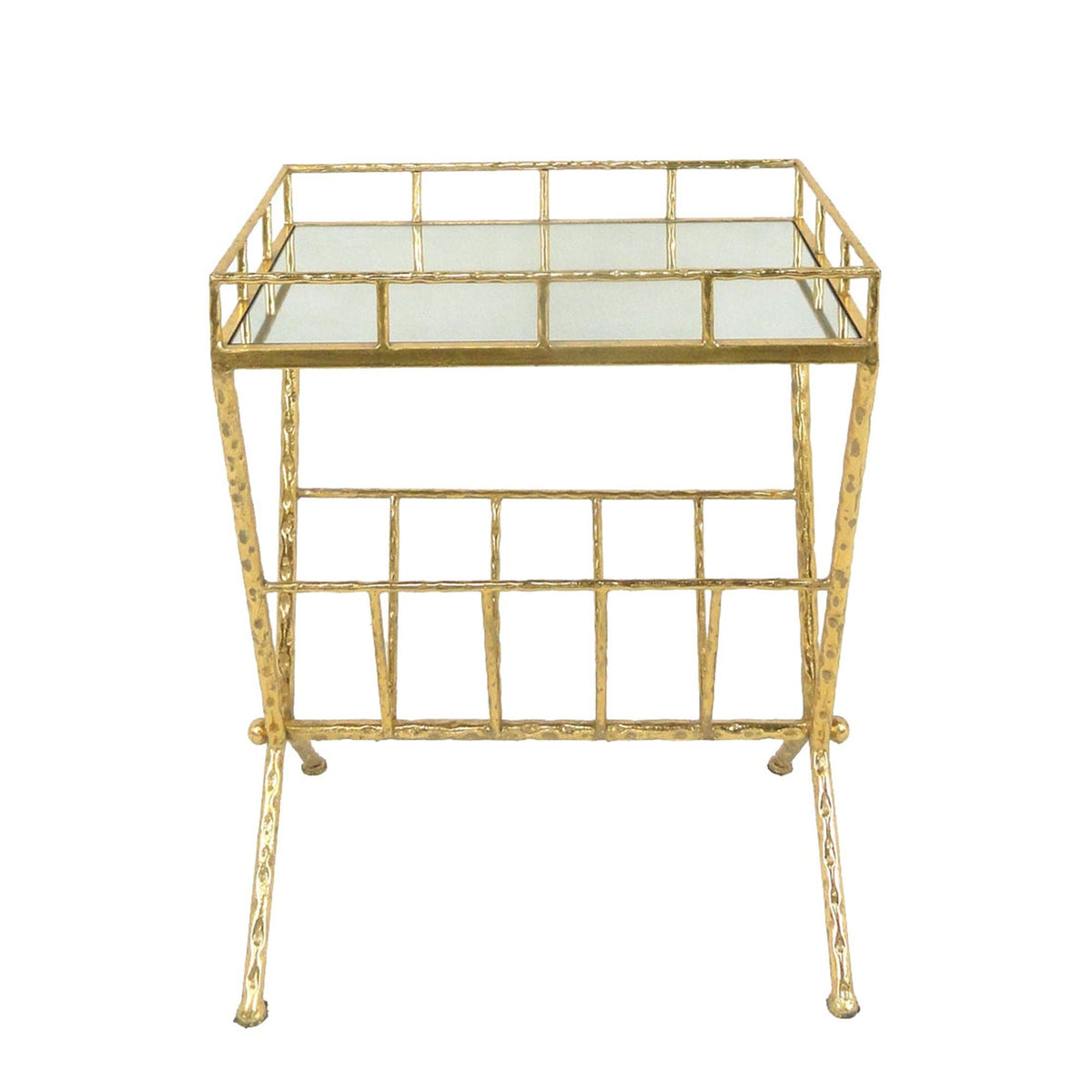 Accent Table, Mirror With Magazine - Gold