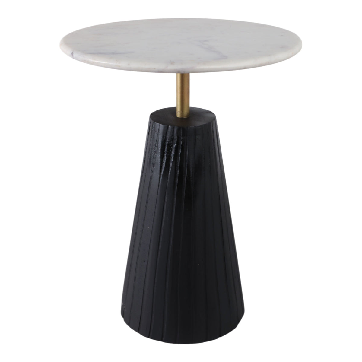 Fluted Base Marble Top Accent Table - White / Black