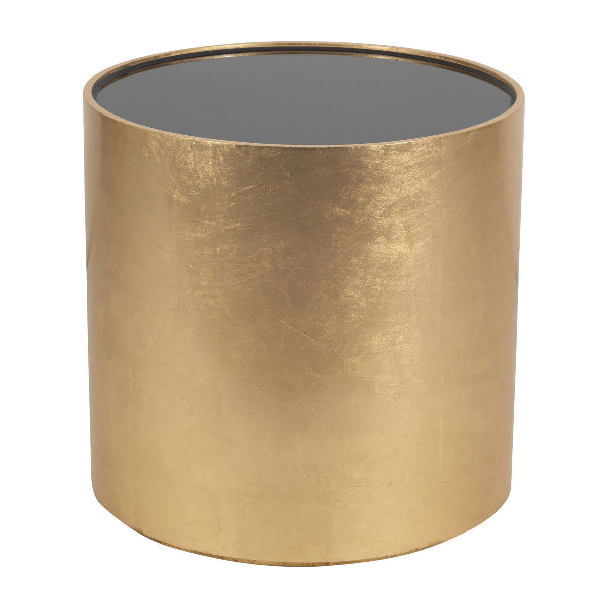 Wood 24" Black Glass Side Table - Gold