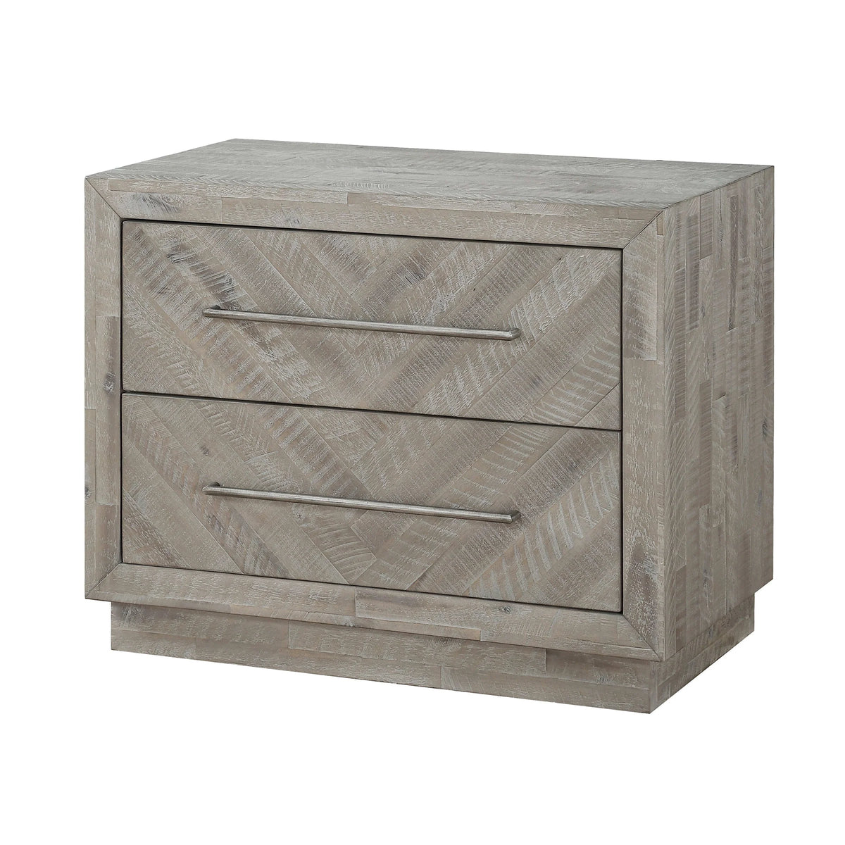 Alexandra Solid Wood Two Drawer Nightstand in Rustic Latte