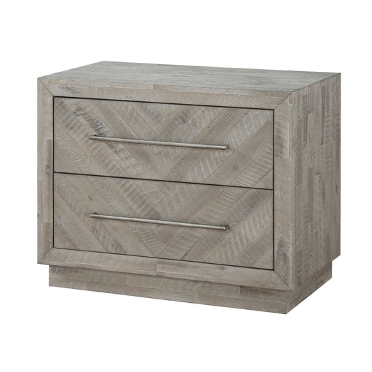 Alexandra Solid Wood Two Drawer Nightstand in Rustic Latte