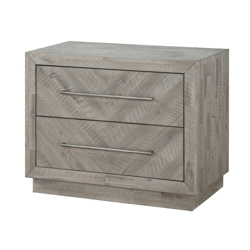 Alexandra Solid Wood Two Drawer Nightstand in Rustic Latte