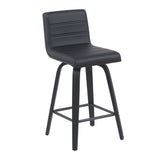 Vienna - Modern Counter Height Swivel Bar Stool - Black Brushed Wood Frame