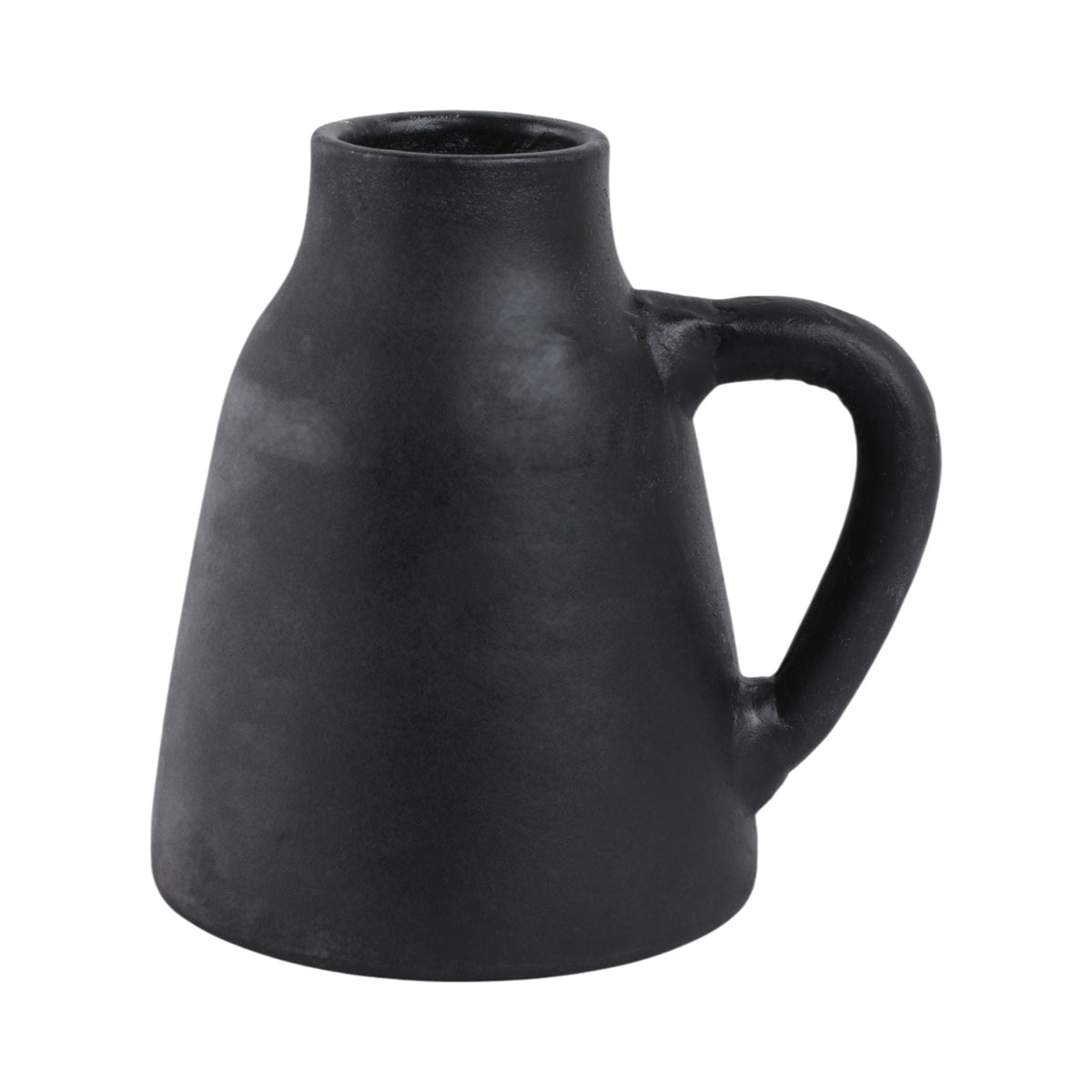 8" x 8" Terracotta Vase With Handle - Black