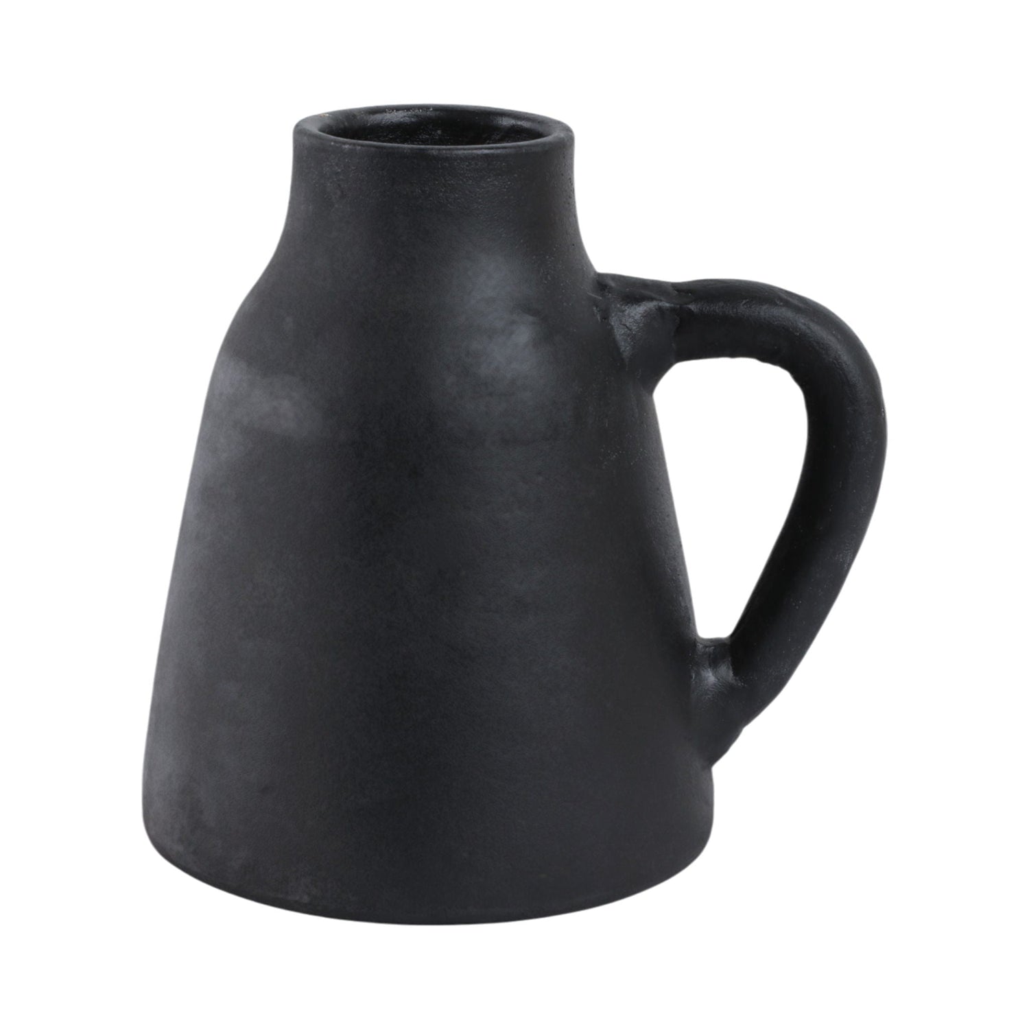 8" x 8" Terracotta Vase With Handle - Black