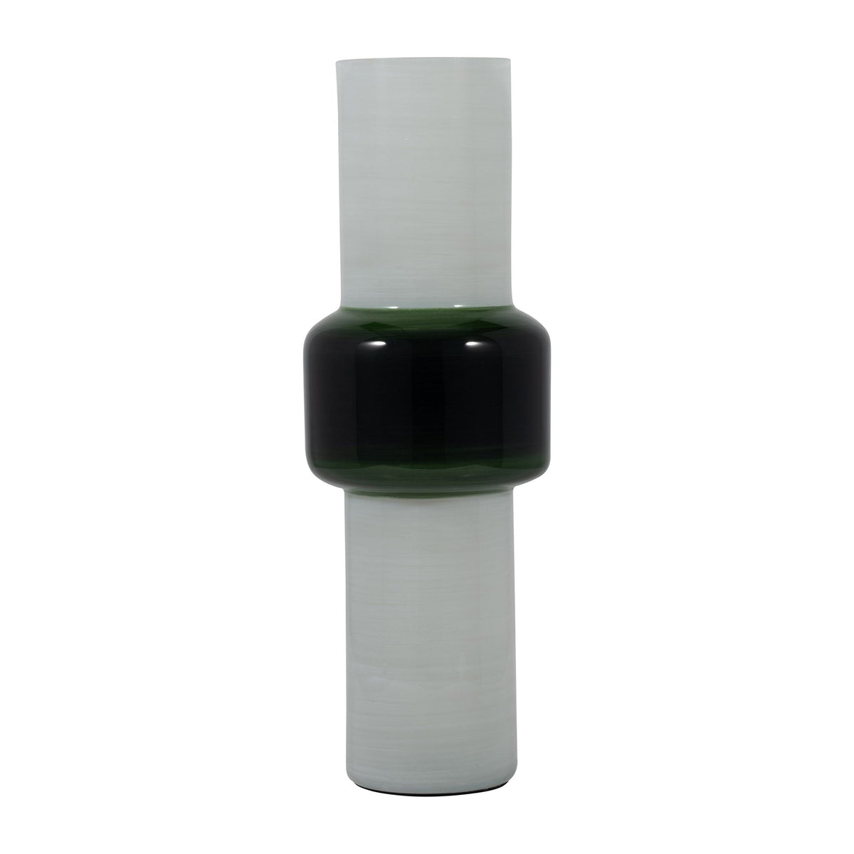 Glass 18" Modern Cylinder Vase - White/Green