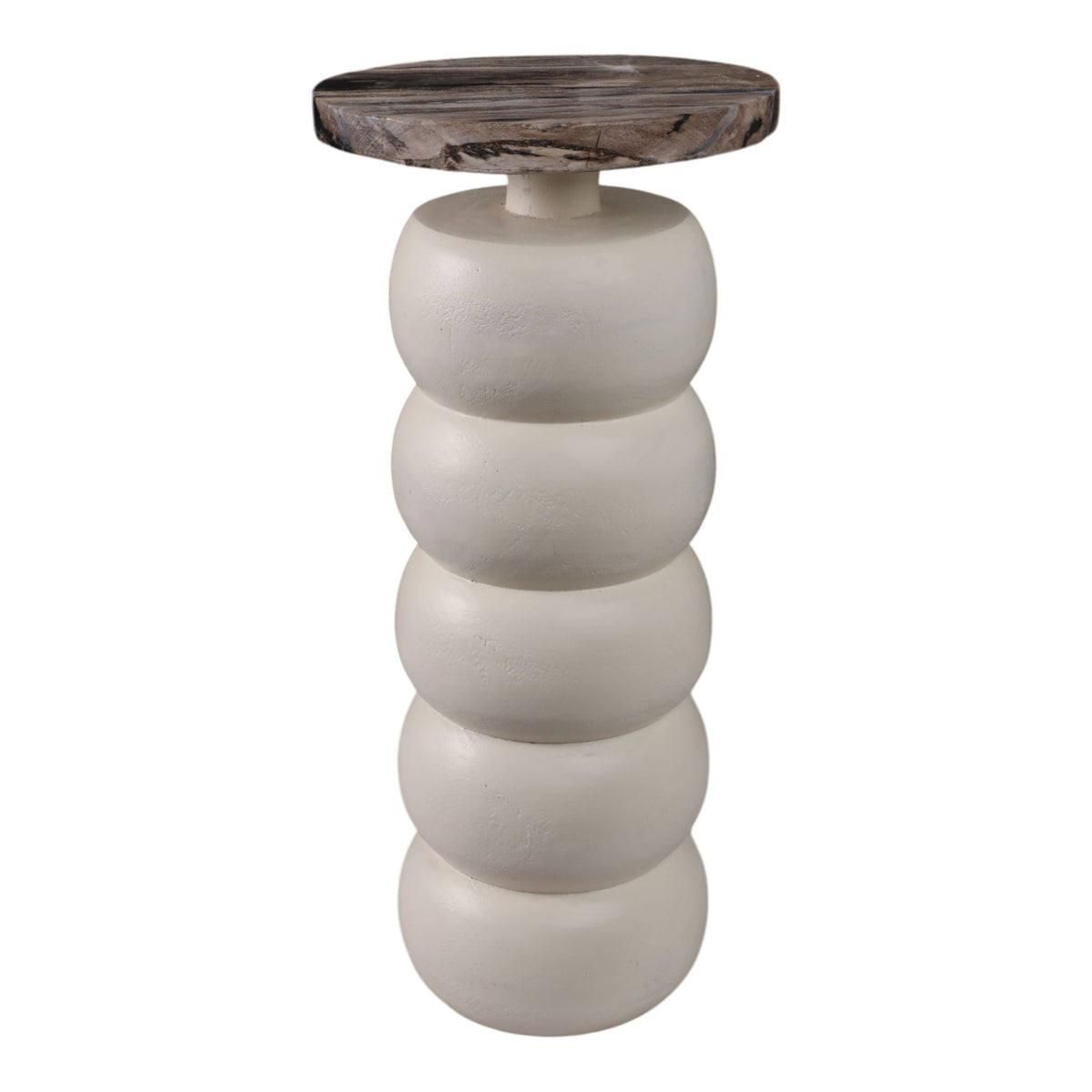22" Stacked Ring Accent Table Petrified Wood Top - Gray