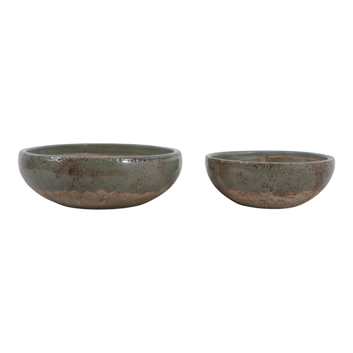12" x 15" Bowls (Set of 2) - Green / Brown