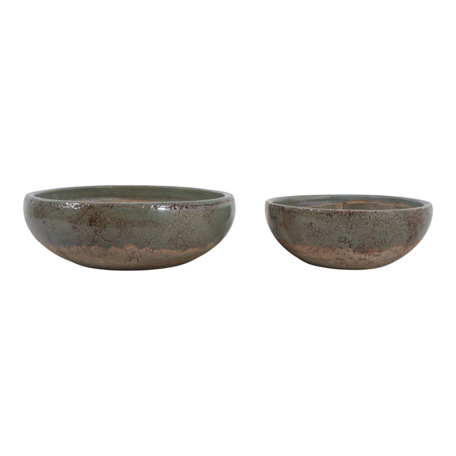 12" x 15" Bowls (Set of 2) - Green / Brown