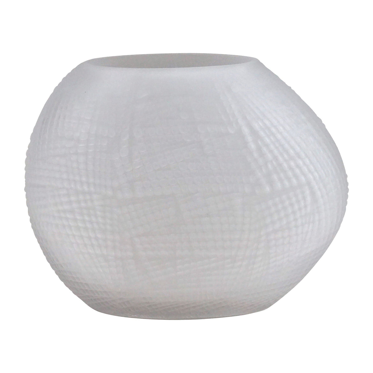 Glass 8" Textured Vase - Frosted White