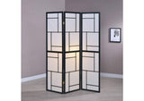 900102 Damis 3-Panel Room Divider Folding Shoji Screen Black