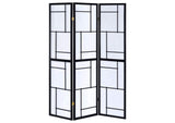 900102 Damis 3-Panel Room Divider Folding Shoji Screen Black