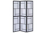 900102 Damis 3-Panel Room Divider Folding Shoji Screen Black