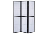 900102 Damis 3-Panel Room Divider Folding Shoji Screen Black