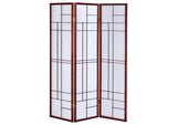 900110 Katerina 3-Panel Room Divider Folding Shoji Screen Cherry