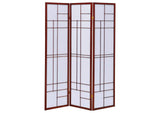 900110 Katerina 3-Panel Room Divider Folding Shoji Screen Cherry
