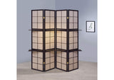 900166 Iggy 4-Panel Room Divider Folding Shoji Screen Cappuccino