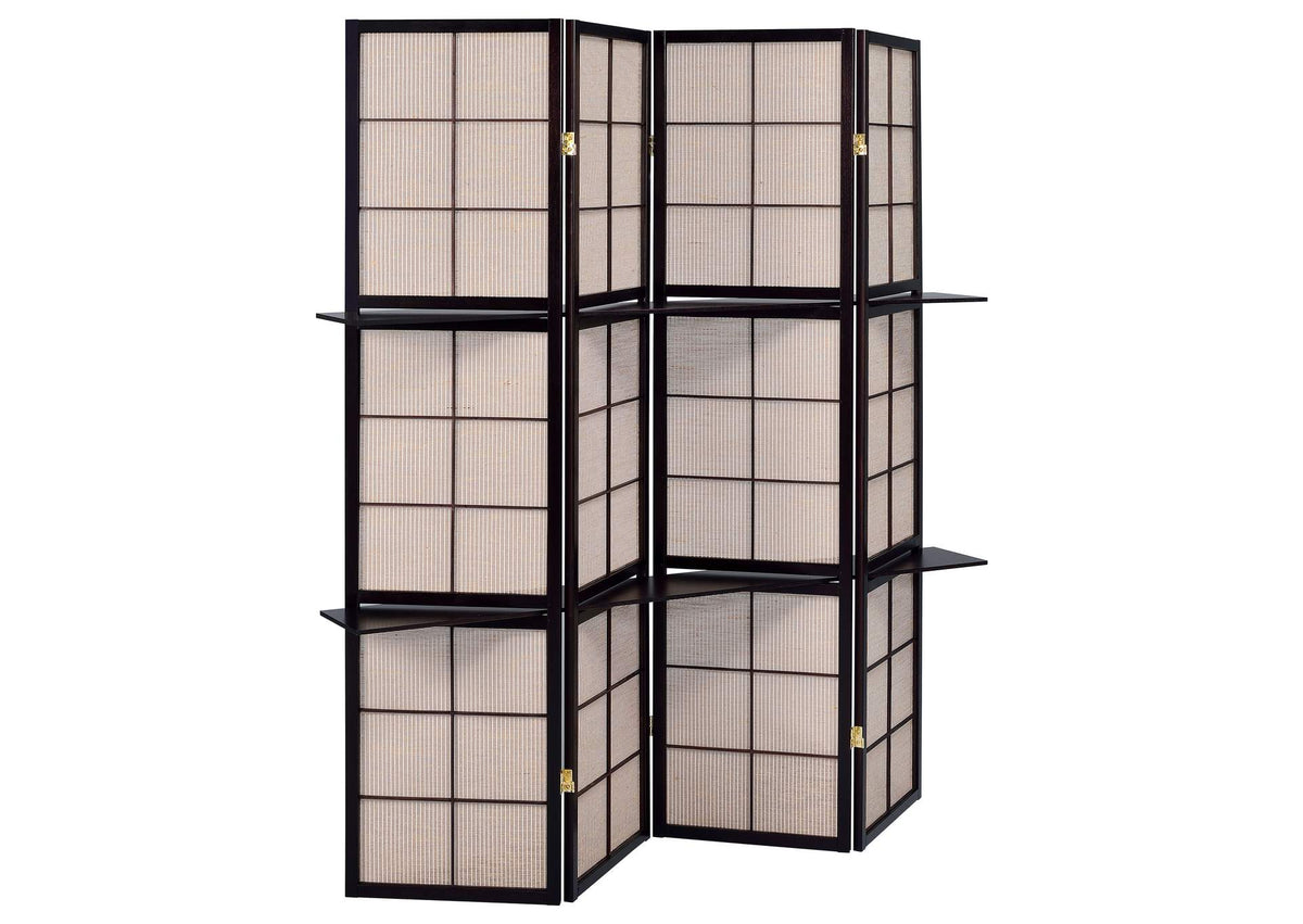 Iggy 4-Panel Room Divider Folding Shoji Screen Cappuccino