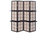900166 Iggy 4-Panel Room Divider Folding Shoji Screen Cappuccino