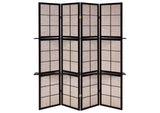 900166 Iggy 4-Panel Room Divider Folding Shoji Screen Cappuccino