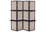 900166 Iggy 4-Panel Room Divider Folding Shoji Screen Cappuccino