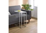 900250 Stella White Glass Top C-Shaped Sofa Side Table Chrome