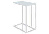 Stella White Glass Top C-Shaped Sofa Side Table Chrome