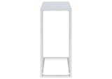 900250 Stella White Glass Top C-Shaped Sofa Side Table Chrome