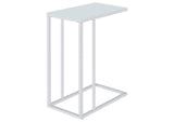 900250 Stella White Glass Top C-Shaped Sofa Side Table Chrome