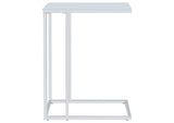 900250 Stella White Glass Top C-Shaped Sofa Side Table Chrome