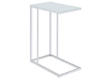 900250 Stella White Glass Top C-Shaped Sofa Side Table Chrome