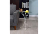 900490 Laning Round Glass Top Acrylic Side Table Clear