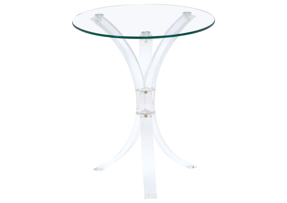 Laning Round Glass Top Acrylic Side Table Clear