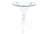 900490 Laning Round Glass Top Acrylic Side Table Clear