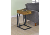 900577 Troy 1-drawer C-Shaped Side Table Power Outlet Rustic Nutmeg