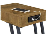 900577 Troy 1-drawer C-Shaped Side Table Power Outlet Rustic Nutmeg