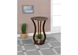 900926 Elton Round Faux Marble Top Plant Stand Brown